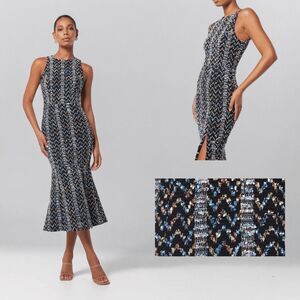 Elliatt Ada Chevron Black Side Slit Mermaid Midi‎ Formal Dress Size Medium NWT